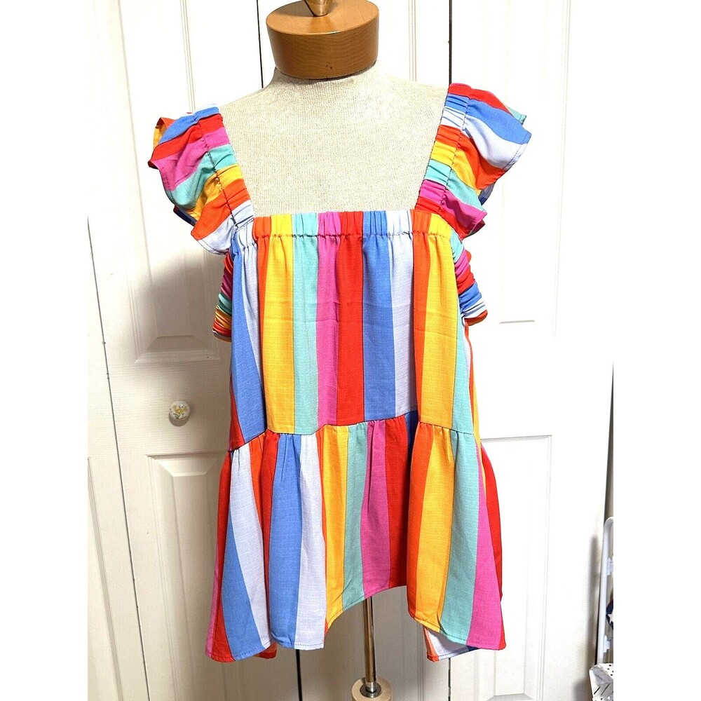 NEW And The Why 2XL Baby Doll Top Blouse Boutique Multicolor Stripes